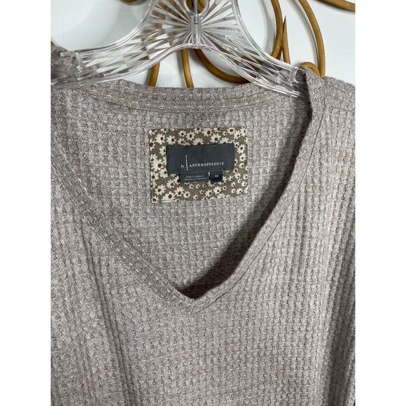 Anthropologie Classic Cloud Fleece Waffle Knit Taupe Dolman Sleeve top XS - Picture 3 of 5